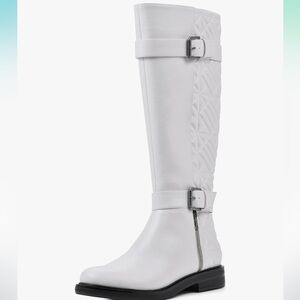 NWT NIB White Mountain White Tall Madilynn Block Heeled Boots 7 wide